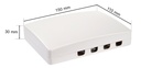 FiberTech wall outlet opbouw 4 poorten met splicetray en scharnierend deksel