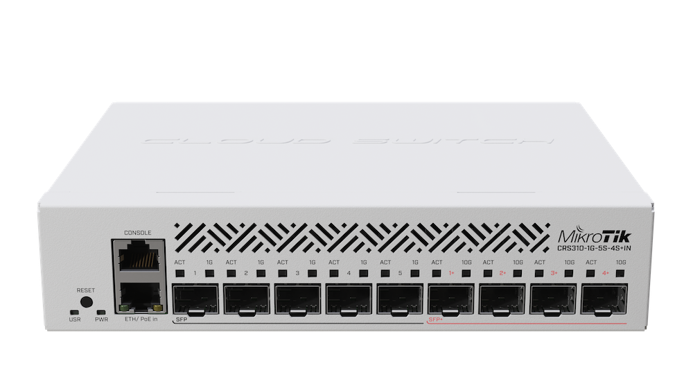 MikroTik CRS310-1G-5S-4S+IN indoor switch 1x GE, 5x SFP, 4x SFP+ (10 Gb/s)